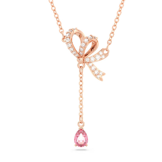 Swaovski 5647569 Volta Y pendant, Bow, Pink, Rose gold-tone plated