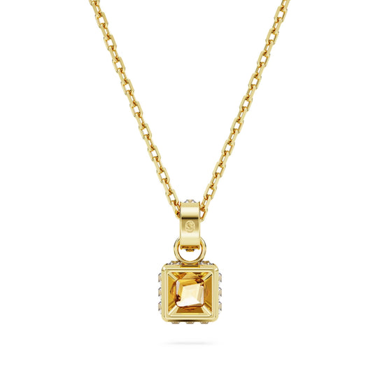 Swarovski 5648749 Stilla pendant, Square cut, Yellow, Gold-tone plated
