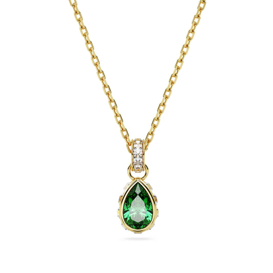 Swarovski 5648751 Stilla pendant, Pear cut, Green, Gold-tone plated