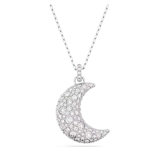 Swarovski 5666181 Luna Necklace Pendant, Moon, White, Rhodium plating