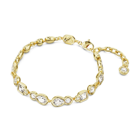 Swarovski 5667044 Dextera bracelet Mixed cuts, White, Gold-tone plated