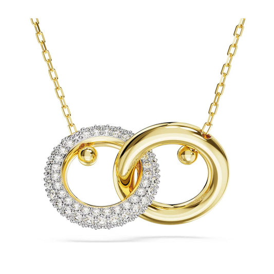 Swarovski 5668820 Dextera Necklace Pendant, Intertwined Circlet, White, Gold Plated