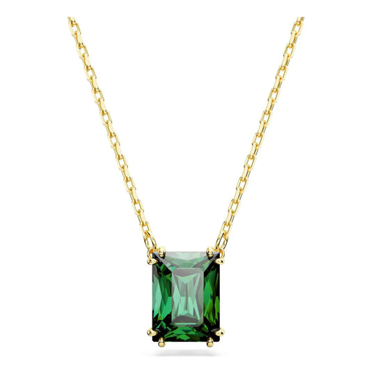 Swarovski 5677141 Matrix Necklace Pendant, Rectangle Cut, Green, Gold Plated
