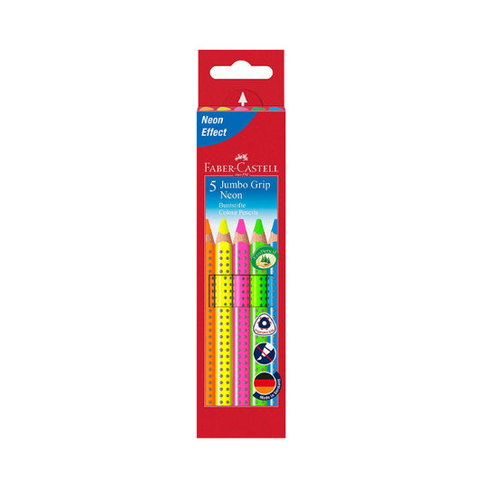 FABER-CASTELL Jumbo Grip Neon colored pencil, cardboard case of 5