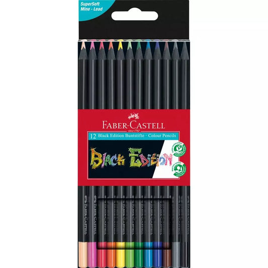 FABER-CASTELL Black Edition colored pencils, cardboard case of 12
