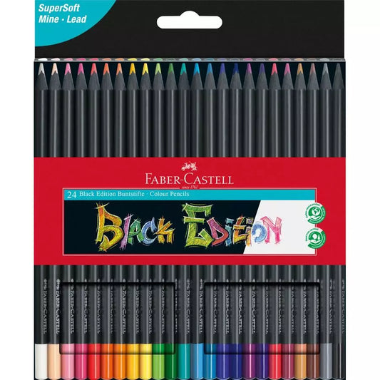 FABER-CASTELL Black Edition colored pencils, cardboard case of 24