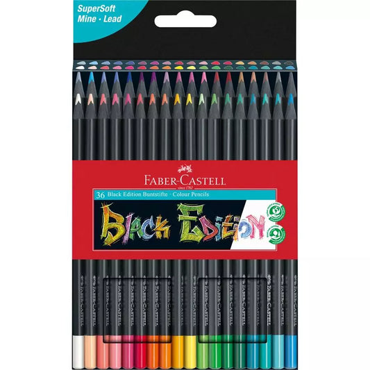 FABER-CASTELL Black Edition colored pencils, cardboard case of 36