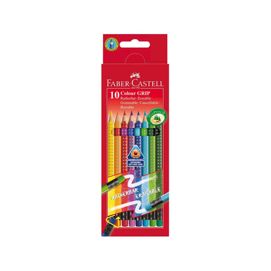 FABER-CASTELL Color Grip erasable colored pencils, cardboard case of 10
