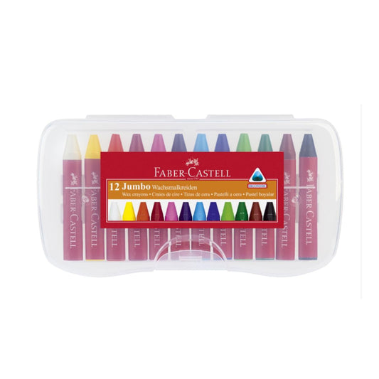FABER-CASTELL Jumbo wax crayon triangular, plastic box of 12